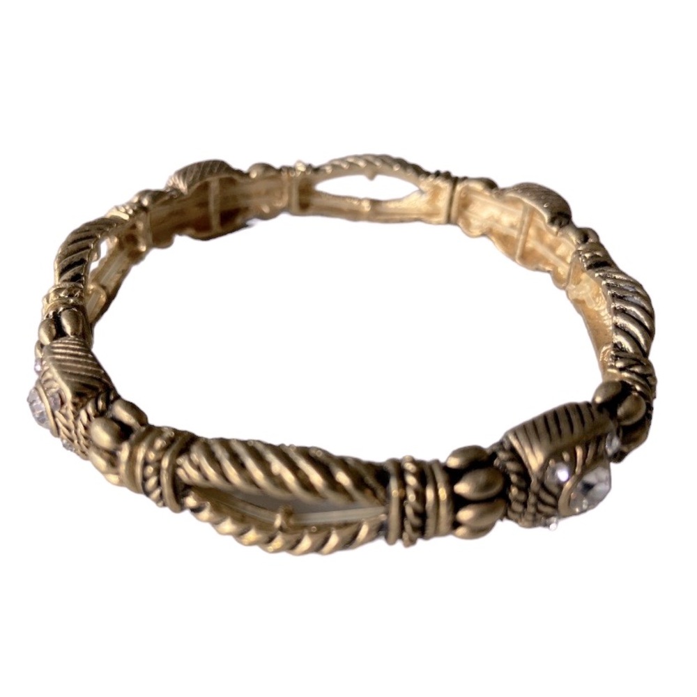 GOLD TONE STRETCH BRACELET WITH CZS